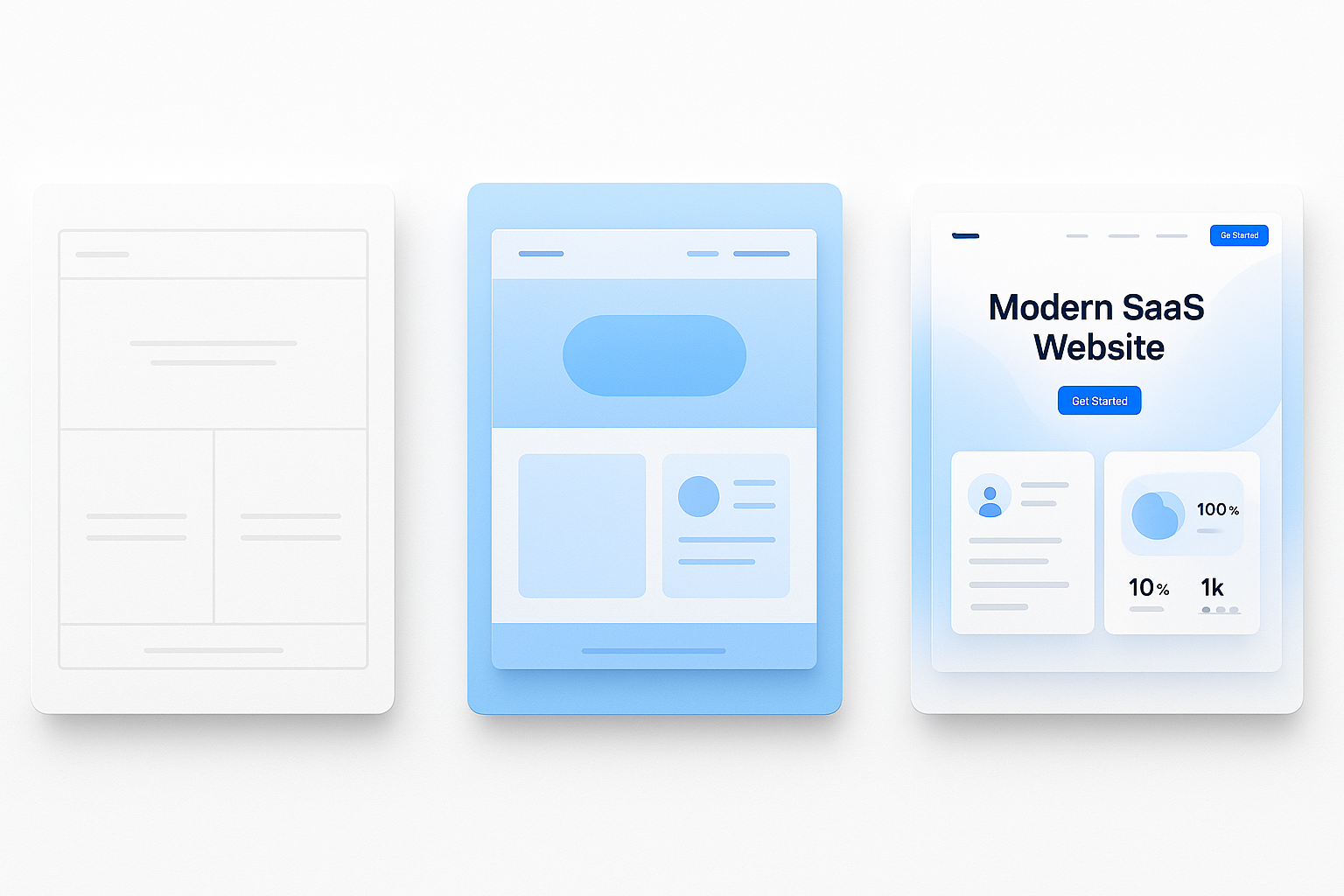 Processus de création de site web — wireframe, design, site final